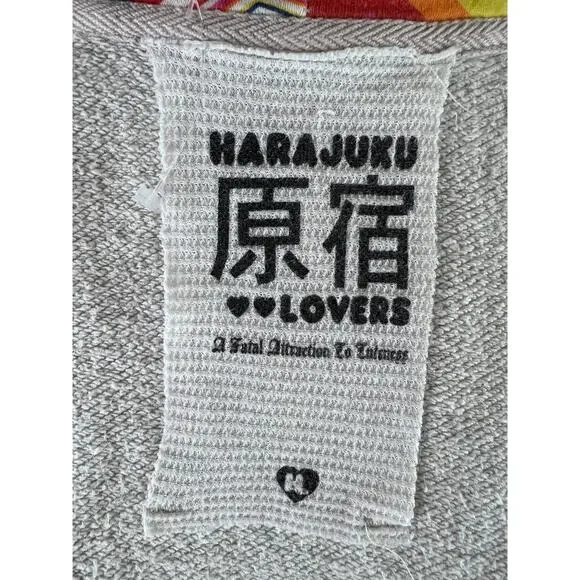 Harajuku Lovers Gray Spellout Graphic Zip Loose Hoodie Sweater S Small USA GENZ - Picture 8 of 10